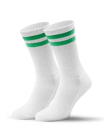 Sportive Socken Grün Gestreift Weiß